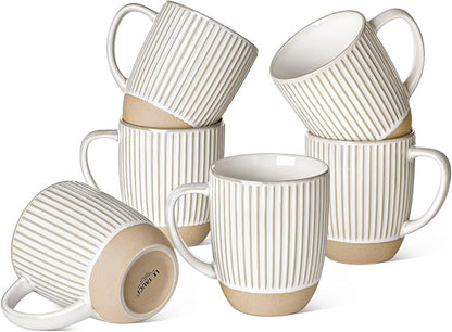 LE TAUCI Coffee Mugs 16 oz, Ceramic Mug Set, Embossment Cups by LETAUCI