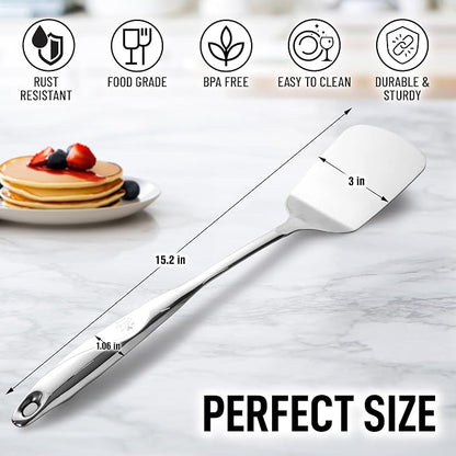 Zulay Kitchen Stainless Steel Spatula Turner | 14.8” Heat-Resistant Solid Turner - Image 5