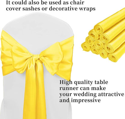 10-Pack Yellow 12 x 108 inches Long Premium Satin Table Runner | Wedding - Image 3