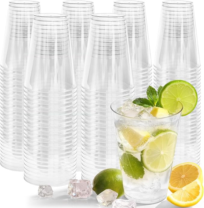 Glowserve 200 Pack Clear Plastic Cups 12 oz Plastic Drinking Cups by glowserve