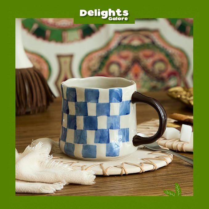 Retro Checkered Ceramic Coffee Mug 16Oz - Image 2