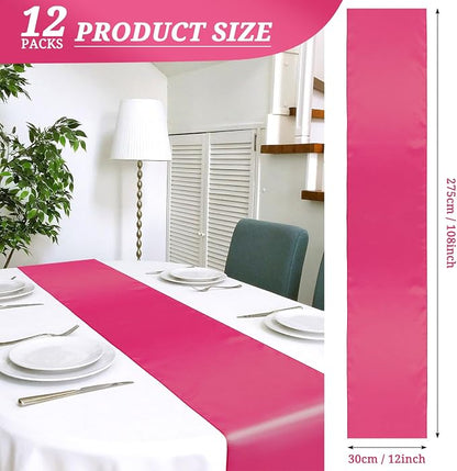 12 Pack Hot Pink Satin Table Runner 12 x 108 Inch Long Premium Table Runners - Image 2