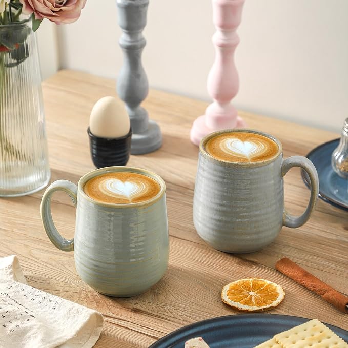 HASENSE Coffee Cups Ceramic, 12 Oz Reactive Glaze Coffee Mugs Set of 4 - Image 6