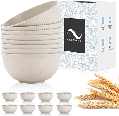 PYRMONT Unbreakable Cereal Bowl 26 OZ Wheat Straw Bowls Set of 8 Alternative by PYRMONT