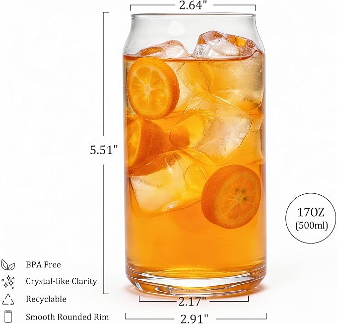 Korser Drinking Glasses Set of 6, 17oz Highball Glass Cups - Image 2