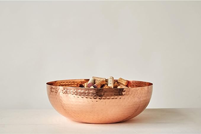 Creative Co-Op Round Hammered Metal Bowl, Copper Finish - Image 6