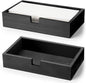 2 Pack Black Wooden Napkin Holder, Guest Towels Holder Flat Bathroom Napkin Tray Disposable Hand Towel Tray Cocktail Napkins Holders for Table Kitchen Counter Home Desk