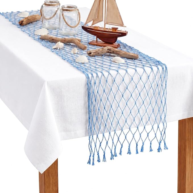 SATINIOR Fish Net Party Decorations 12 x 72'' Fishing Net Table Runner by SATINIOR