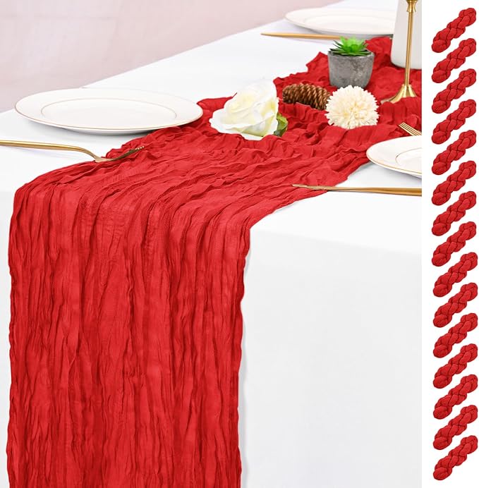 15 Pack Red Table Runner 17 x 108inch Cheesecloth Table Runner Boho Gauze Table by Lumaycens