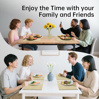 Blue Forest Placemats Set of 8, Dual-Layered Thickened Faux Linen Table Mats Heat Resistant Machine Washable Wrinkle Free Place Mats for Kitchen Dining Outdoor/Indoor (Beige)
