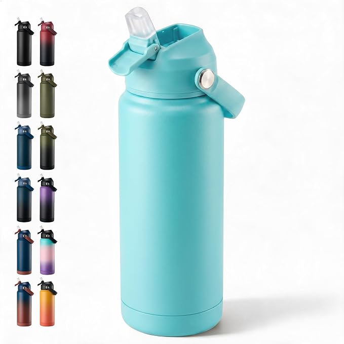 Fijinhom 24oz Insulated Stainless Steel Water Bottle, Wide Mouth Double Wall by Fijinhom