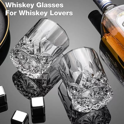 Gencywe Crystal Whiskey Glasses Set of 8, 11 OZ Old Fashioned Whiskey Glasses - Image 2