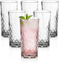Vikko Drinking Glass, Set of 6 Crystal Style Tall Beverage Glasses, 12.25 Ounce Old Fashioned Highball Glasses, Dishwasher Safe Textured Collins Glass
