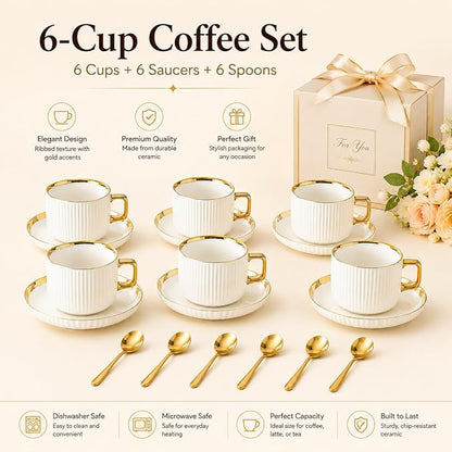 Ceramic Coffee Cup and Saucer Set - Image 4