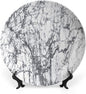 Ceramic Plates, Abstract Decorative Ceramic Plates, Murky Marble Rock Motifs Dynamic Fractal, 6 Inch, for Dining, Parties, Wedding, Grey White