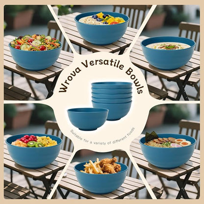 Big Salad Bowls for Kitchen, Premium 60oz Wheat Straw Bowls Set of 6, - Image 5