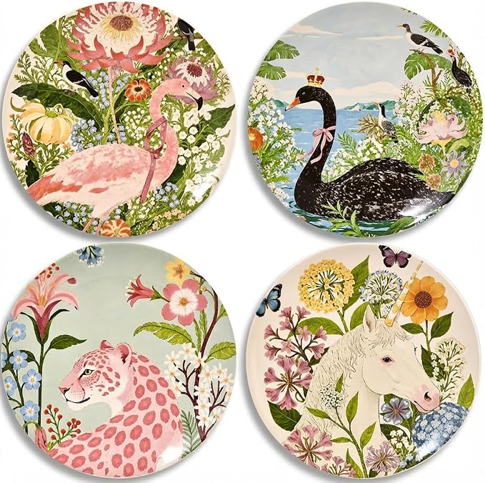 11 Inch Dinner Plates Set of 4, Ceramic Large Kitchen Plates | Ideal by ANCYDPMI