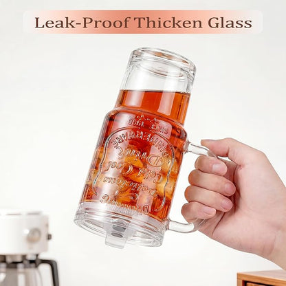 Vintage Premium Embossed Glass Cups - 18oz LeakProof Reusable - Image 5