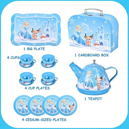 Tea Party Set for Little Girls, Pretend Tin Teapot Set - Image 2