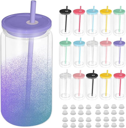 AZEAM 16 PCS Plastic Snow Globe Tumbler, 16 Oz Double Wall Snow Globe Cups | by AZEAM
