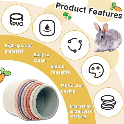 8 Pcs Stacking Cups for Rabbits, Colorful Bunny Toys for Rabbits and Small - Image 5
