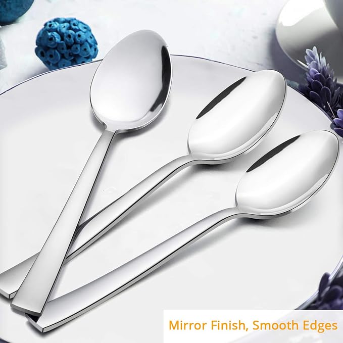 E-far Dinner Spoons Set of 6, 7.9 Inch Stainless Steel Soup Spoons Tablespoons - Image 3