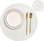 Jovono Round Leather Placemats for Round Tables Set of 6, White Place Mats and Coasters, Wipeable Waterproof Heat Resistant Table Mats Easy to Care for Indoor Decor 14 inch Diameter