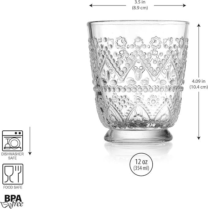 Set of 4 Whiskey Glasses Vintage Textured Hobnail Double Old Fashioned Drinkng - Image 4