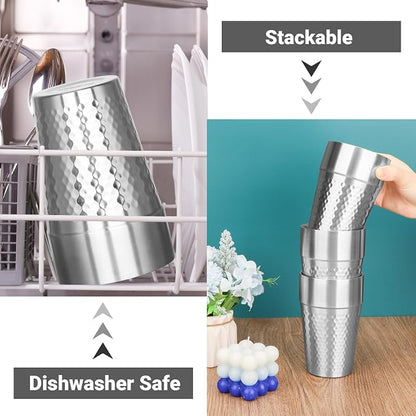 Stainless Steel Double Wall Cup, 16 oz Insulated Tumbler, 4 Pack Unbreakable - Image 5