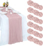 6 Pack Dusty Pink Cheesecloth Table Runner 35 x 120 Inch | Boho Gauze Fabric by RestfulGlow