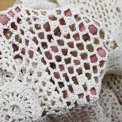 Cotton Handmade Crochet Lace Oval Table Runner Beige 12x36 Inch - Image 4