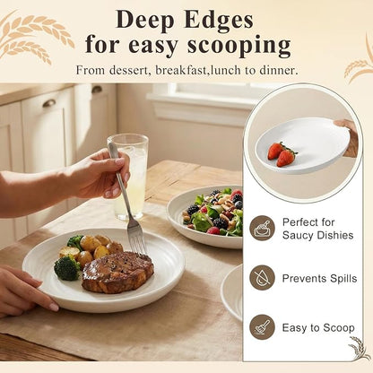 Wheat Straw Plate 8 Inch, Kids Plates Set of 8, Unbreakable Kitchen Plates - Image 5