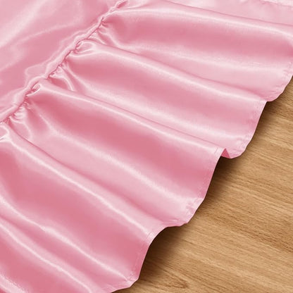 2 Pack Pink Satin Table Runner 12 x 108 Inch | Ruffle Design, Luxurious Dining - Image 5