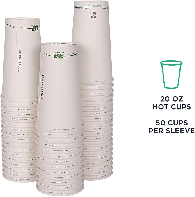 ECO PRODUCTS GreenStripe Disposable Paper Hot Cups, 20 oz, Paper To-Go Cups - Image 5