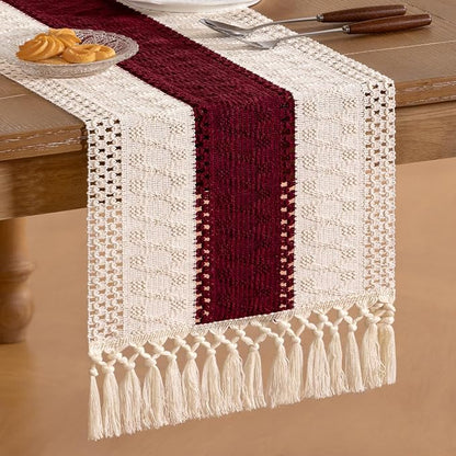 Boho Table Runner Summer Farmhouse Rustic Dining Dresser Scarf Home Decor | - Image 4