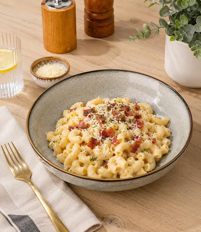 AmorArc 8.5’’ Ceramic Pasta Bowls Set of 6, 36oz Large Stoneware Bowls Set | - Image 5