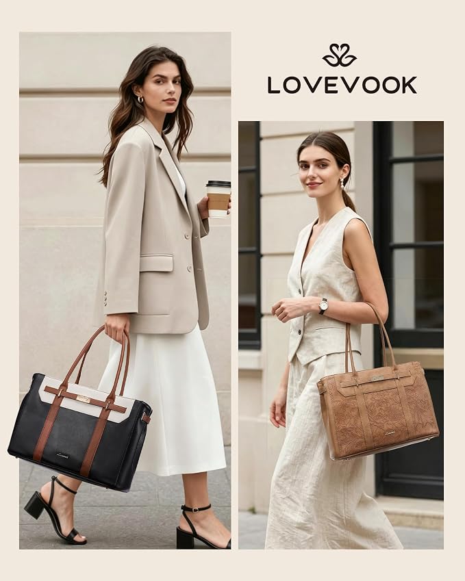 LOVEVOOK Laptop Tote Bag for Women, 2-in-1 Work Teacher Bags - Image 2