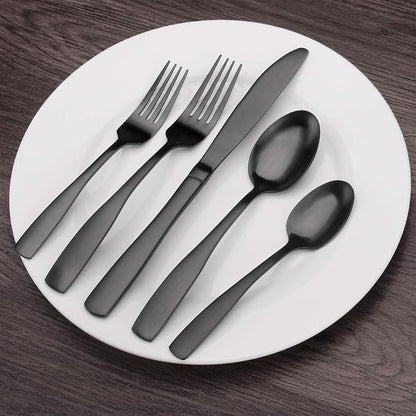 Matte Black Silverware Set, Bysta 40-Piece Stainless Steel Flatware Set - Image 6