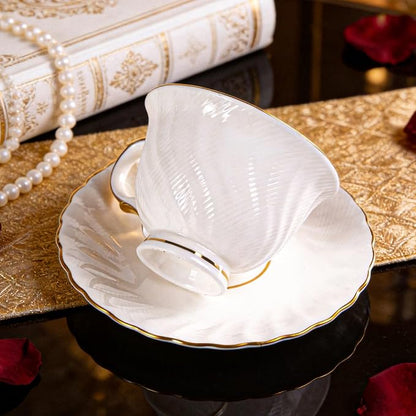KAMMAK Tea Cups and Saucers Set of 2, Fine Bone China Coffee Cups, GH023 | - Image 5