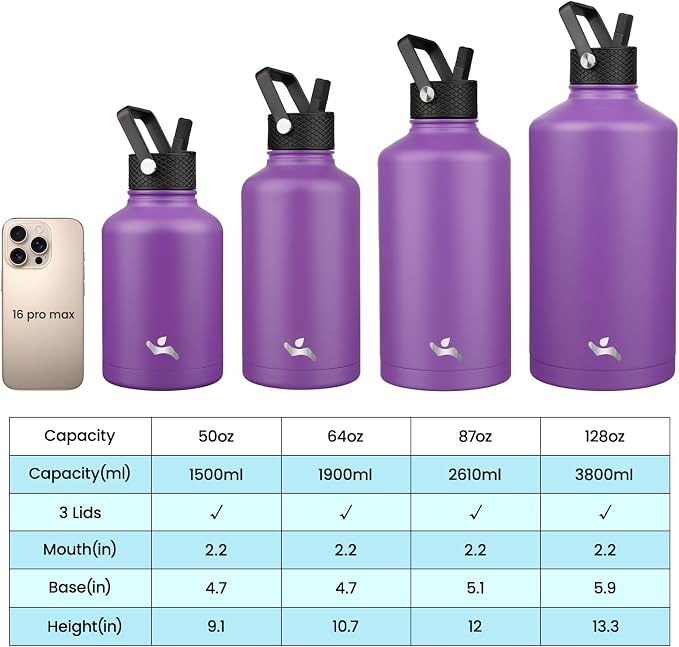 Konokyo 64 oz Insulated Stainless Steel Water Bottle Jug - Image 4