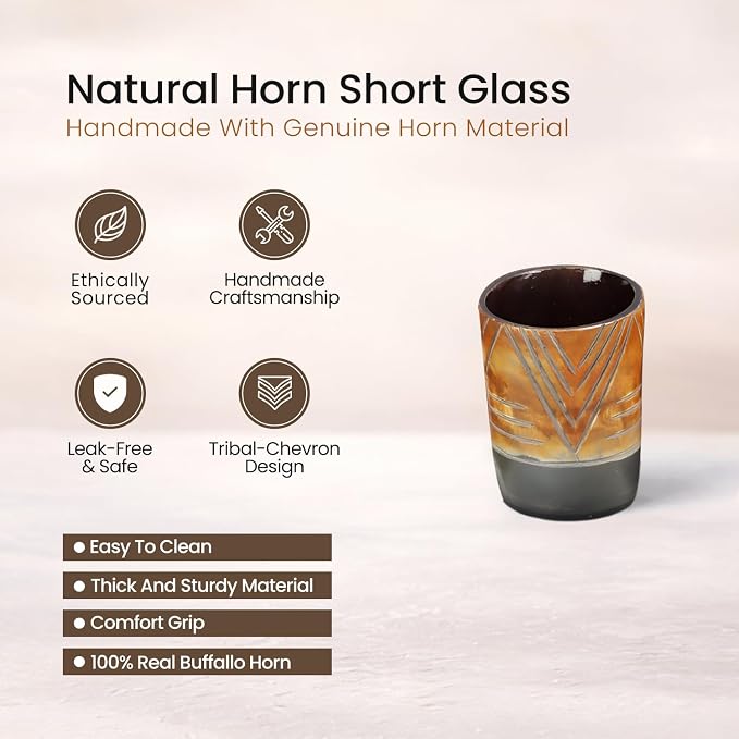 Handicrafts Home Viking Horn Shot Glasses Set of 4, Handmade Natural Ox Horn - Image 2