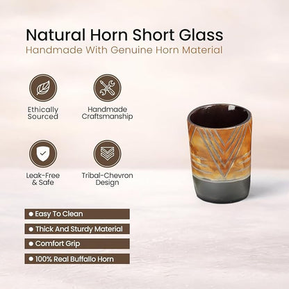 Handicrafts Home Viking Horn Shot Glasses Set of 4, Handmade Natural Ox Horn - Image 2