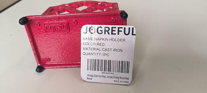 JOGREFUL Cast Iron Napkin Holder, Kitchen Organizer Classic Red | Vintage Metal - Image 7