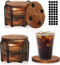 20 Pcs Wood Coasters with Holder, Wooden Coasters for Drinks Absorbent, Drink Coasters for Coffee Table, Modern Home Decor, Coaster Set for Table Protection, Office, Bar