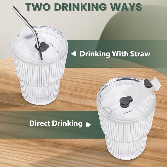 HIGIINC Iced Coffee Cups With Lids and Straws 4 Pcs, 16 OZ Unbreakable Glasses - Image 7
