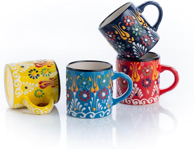 Ceramic Espresso Cups, 5 Oz Espresso Cups Set of 4, Handmade Espresso Cup by ELYESE
