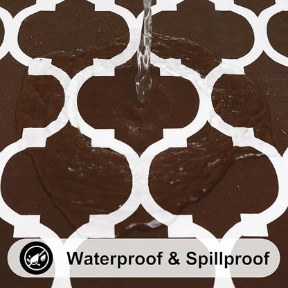 Smiry Rectangle Table Cloth Cover, Waterproof Vinyl Tablecloth with Flannel Backing for Rectangle Tables, Wipeable Spillproof Plastic Tablecloths for Dining, Camping, Indoor, Outdoor (60"x84", Coffee)