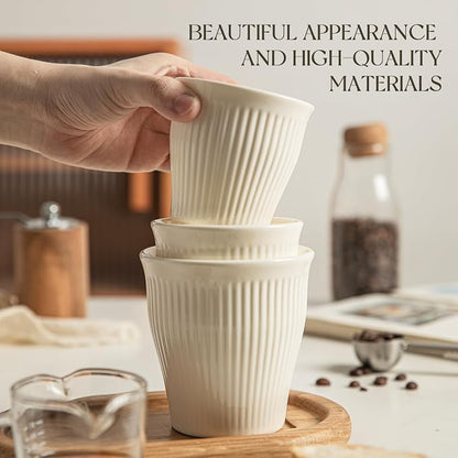 KEMORELA Espresso Cups Set of 3 – 5.5oz/7oz/10oz Ceramic Espresso Cups - Image 7