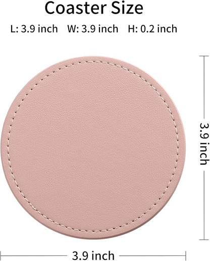 CASEGRACE Drink Coasters with Metal Holder Stand Set of 6, PU Leather Absorbent - Image 2