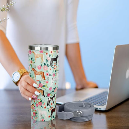 30 oz Horse Tumbler with Handle and Flip Straw, Vacuum Insulated Water Bottle - Image 5